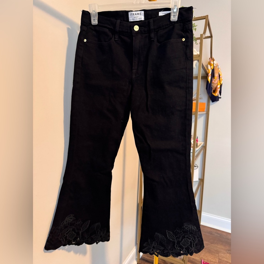 Frame Denim Le High Flare with Lace Hem size 28